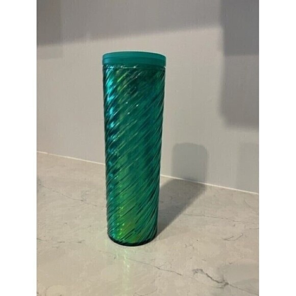 STARBUCKS Green Swirl Candy Cane 2022 Winter Christmas 16 oz Tumbler - Picture 2 of 7